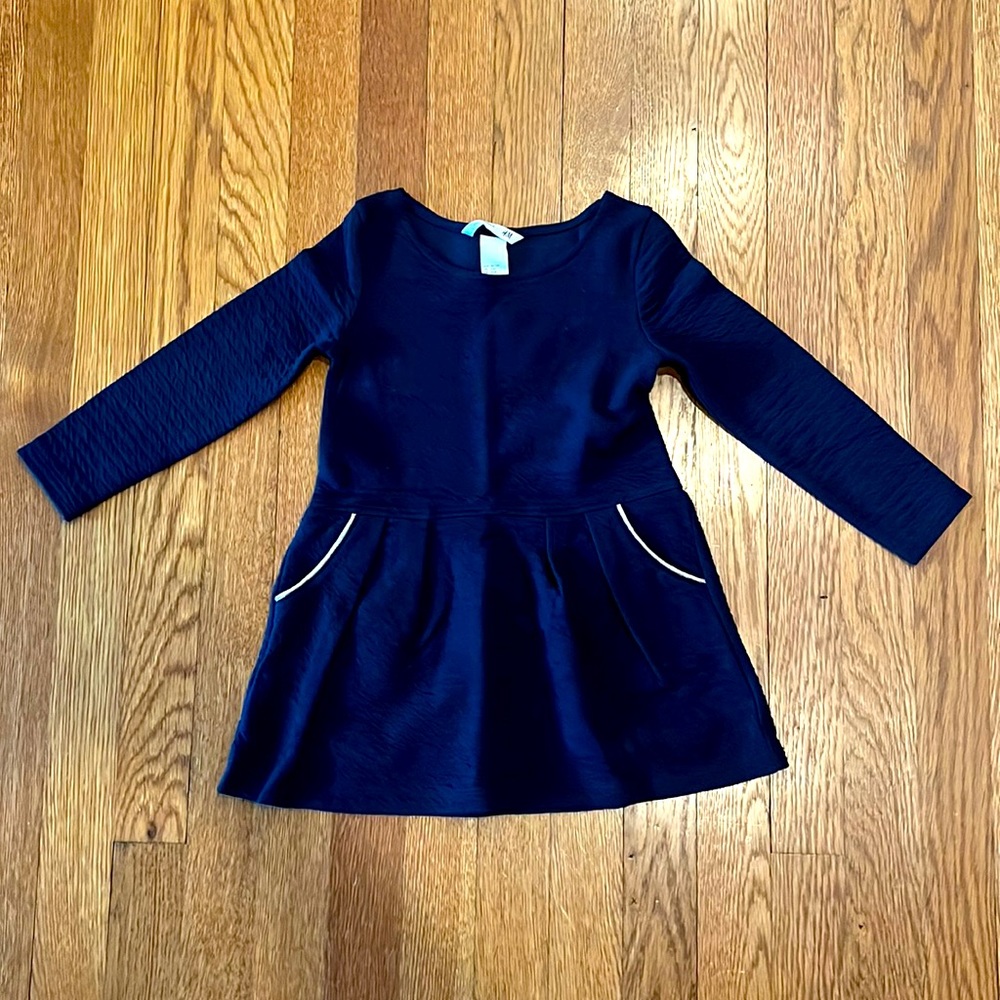 H&M Navy Blue patterned long sleeve dress-size 2-4Y